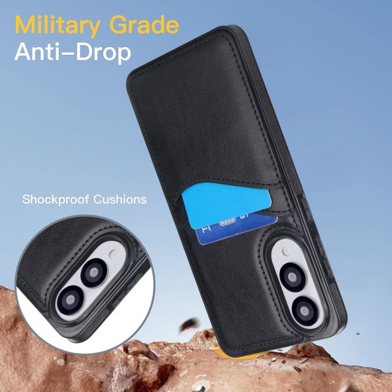 Skal För Samsung Galaxy S25 5g Edge Lädereffekt Med Korthållare