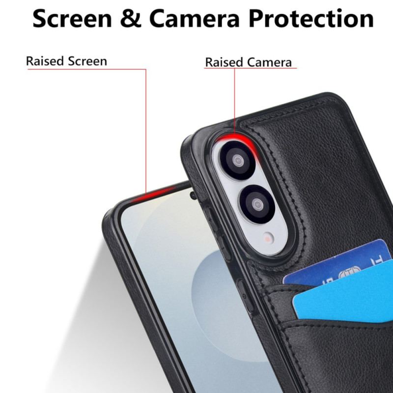 Skal För Samsung Galaxy S25 5g Edge Lädereffekt Med Korthållare