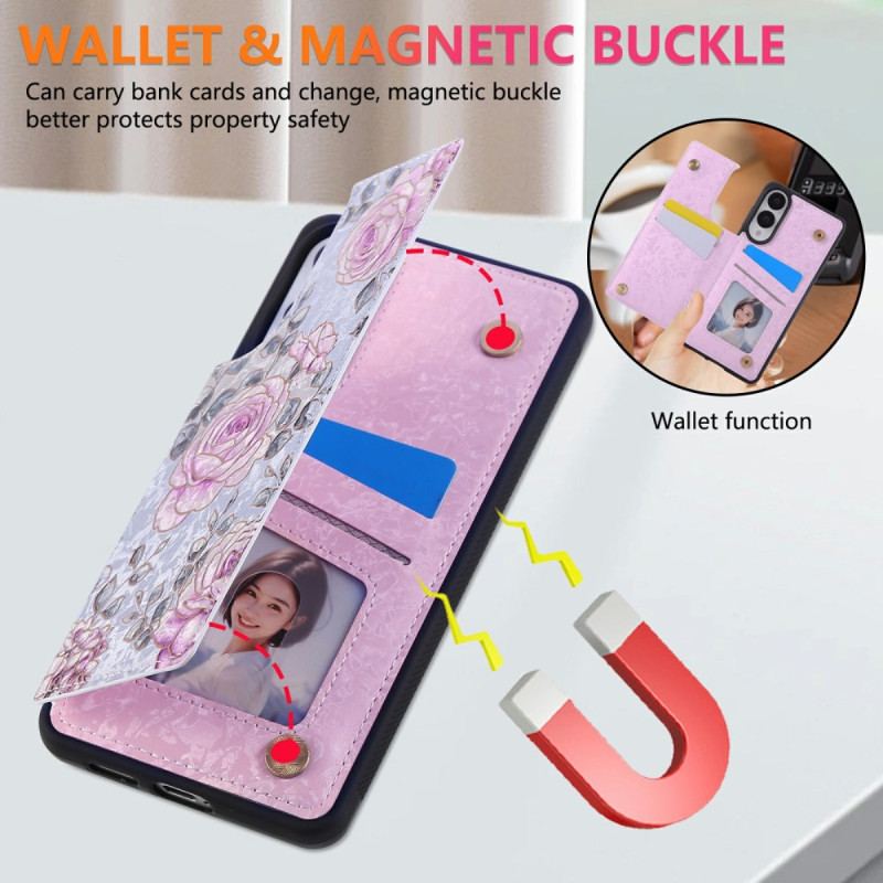 Skal Samsung Galaxy S25 5g Edge Telefonfodral Korthållare Med Blommönster