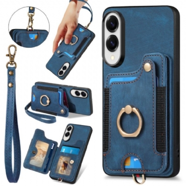 Skal Samsung Galaxy S25 5g Edge Telefonfodral Retro Rfid-korthållare Och Rem