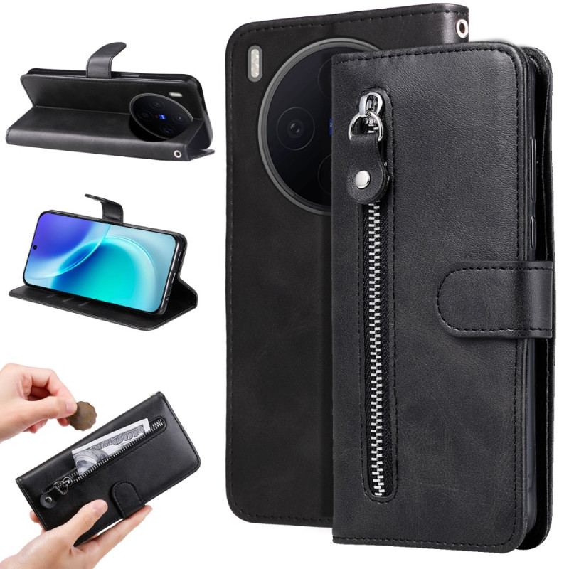 Läderfodral Vivo X300 Telefonfodral Ficka Med Dragkedja