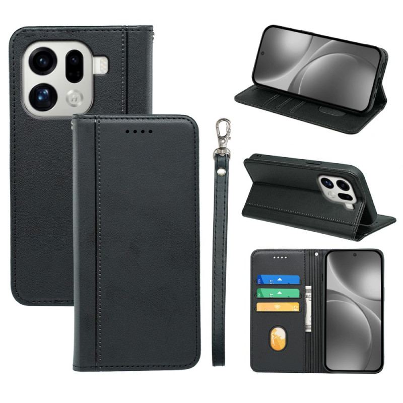 Folio-fodral Oppo Find X9 Pro 5g Kantband Med Rem