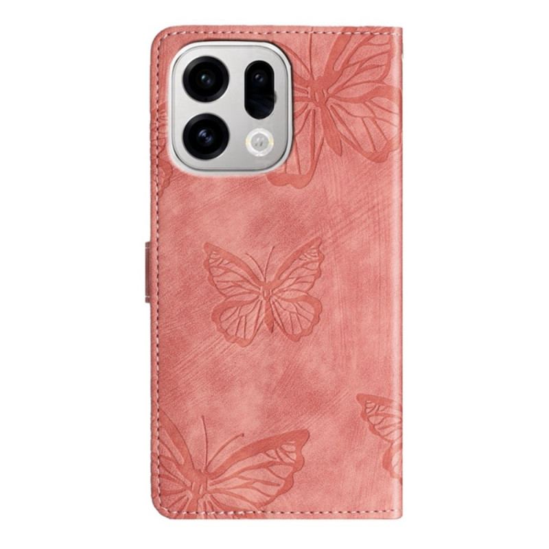 Läderfodral Oppo Find X9 Pro 5g Telefonfodral Mockaeffekt Med Fjärilar