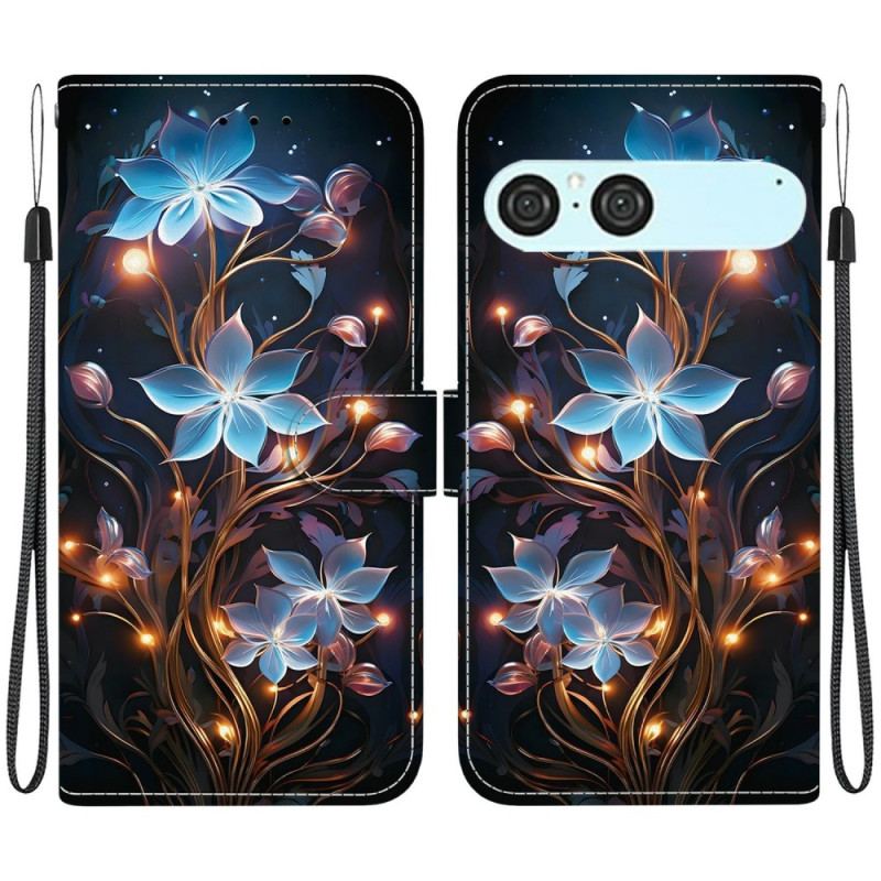 Fodral Sony Xperia 10 Vii Blått Blommönster