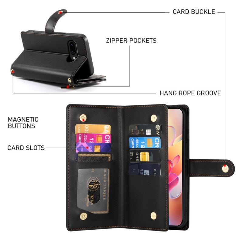 Fodral Samsung Galaxy A17 4g / 5g Plånbok Med Dragkedja Och Remmar