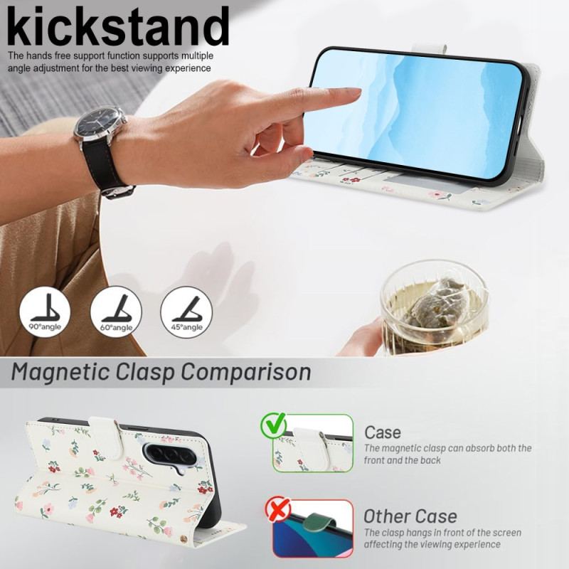 Läderfodral Samsung Galaxy A17 4g / 5g Telefonfodral Blommig Plånbok