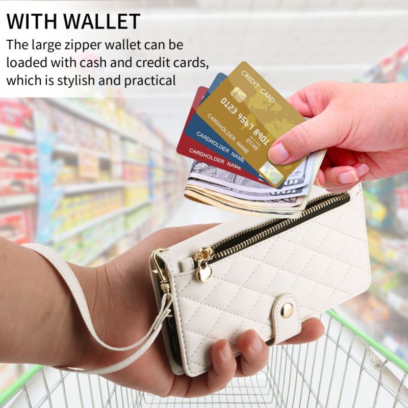 Läderfodral Samsung Galaxy A17 4g / 5g Telefonfodral Quiltad Med Rem Och Axelrem