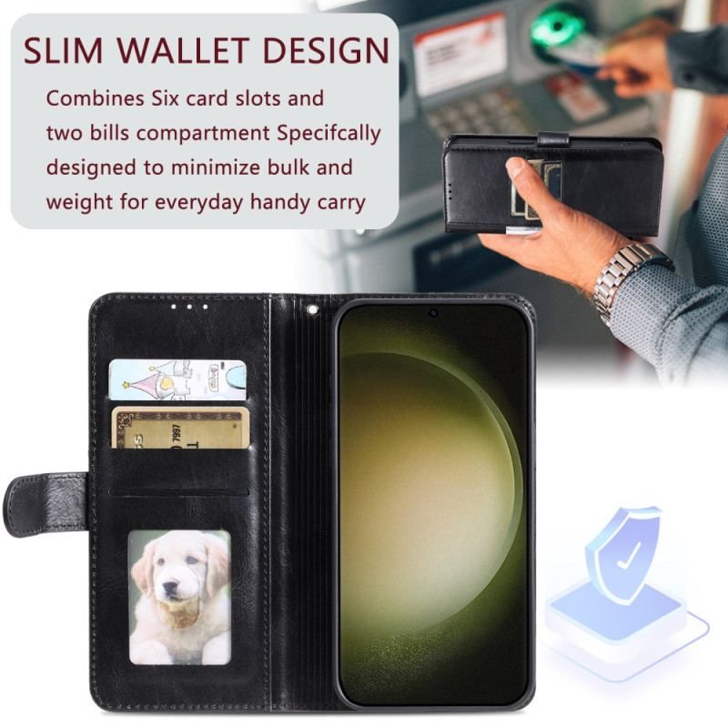 Läderskal Fodral Samsung Galaxy A17 4g / 5g 6 Kortfack Och Snodd