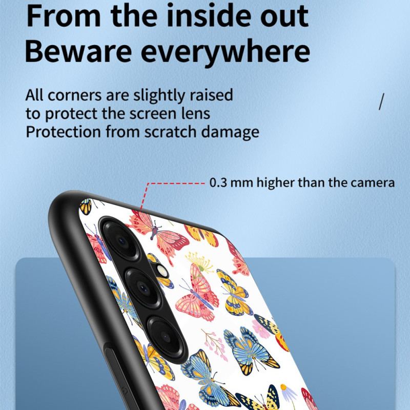 Skal För Samsung Galaxy A17 4g / 5g Fjärilar I Härdat Glas