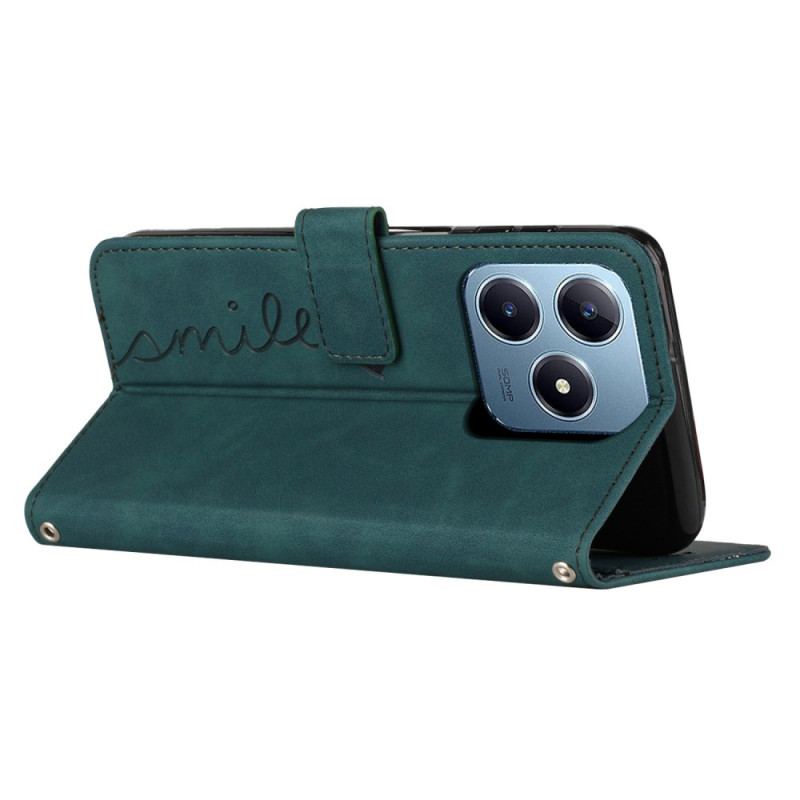 Läderfodral Realme Note 60 Telefonfodral Rem Med Smiley-ansikte