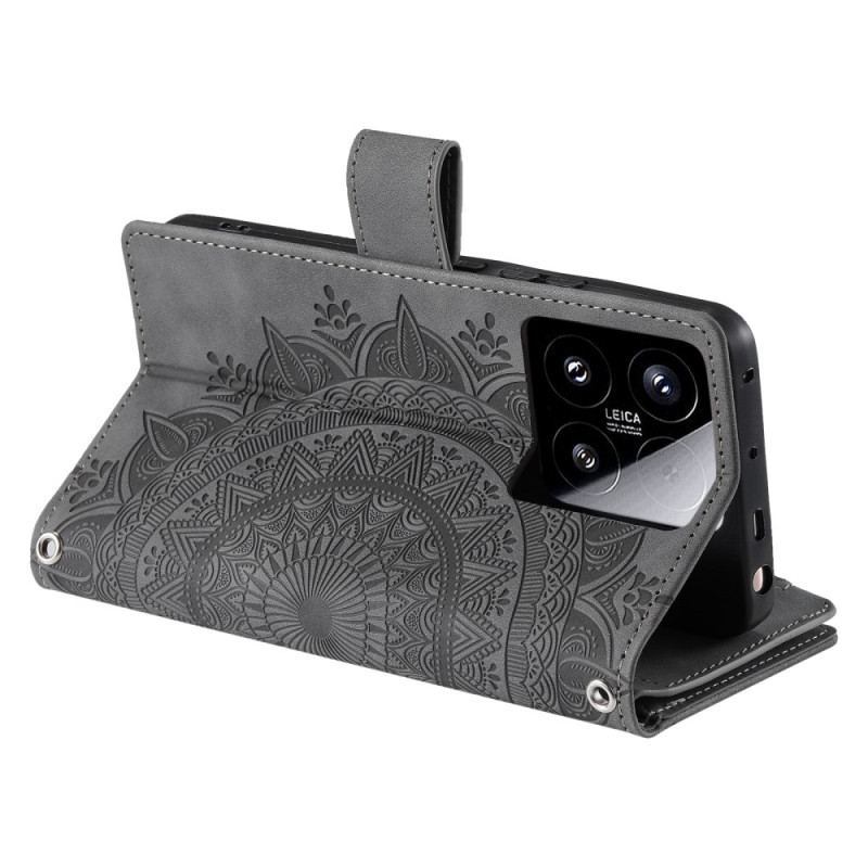 Läderfodral Xiaomi 15 Telefonfodral Plånbok Med Mandala-effekt I Mocka