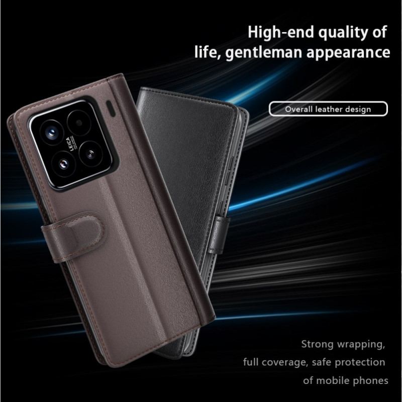 Läderskal Fodral Xiaomi 15 Äkta Läder