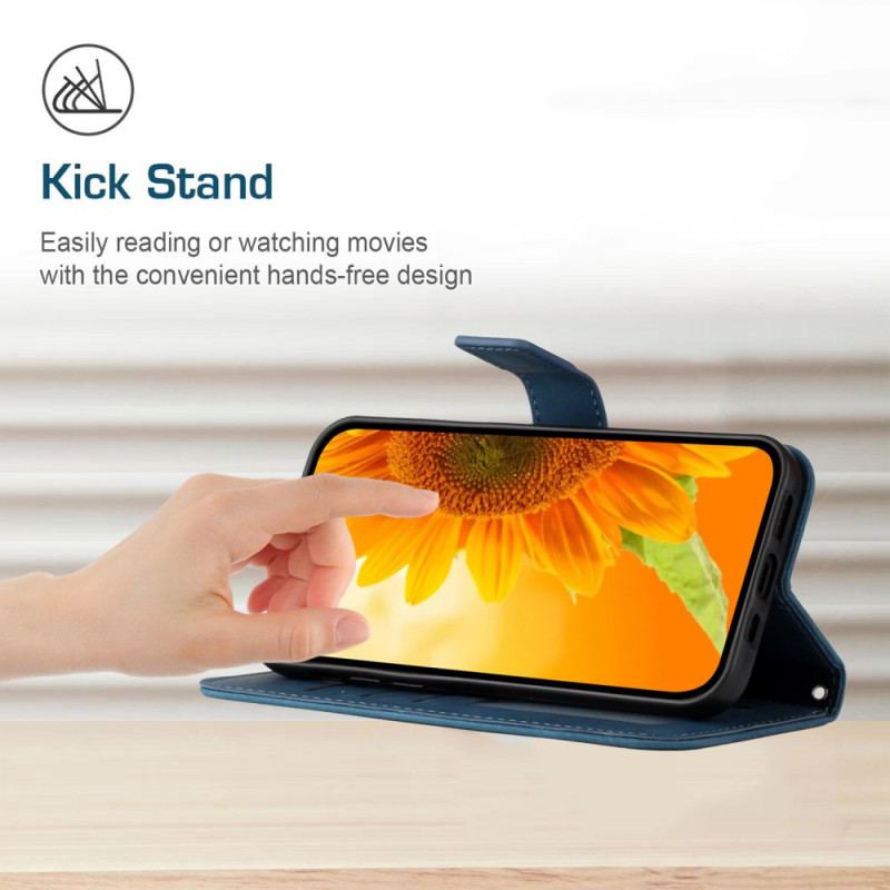 Läderskal Fodral Xiaomi 15 Solrosmönstrat Nyckelband