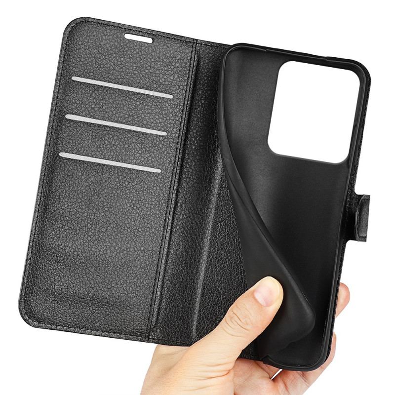 Fodral För Xiaomi Redmi Note 14s Klassisk Litchi-konstläder