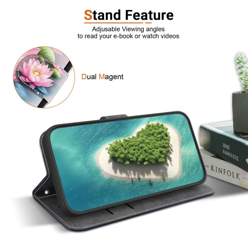 Läderskal Fodral Xiaomi Redmi Note 14s Näckrosor