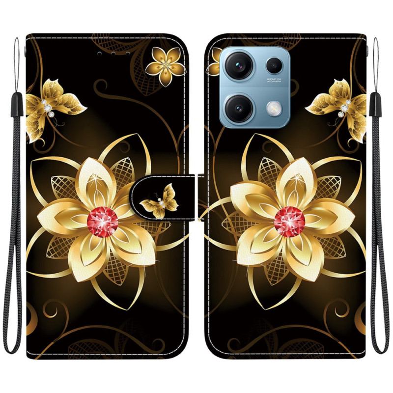 Skyddsfodral Xiaomi Redmi Note 14s Guldfärgade Blommönster