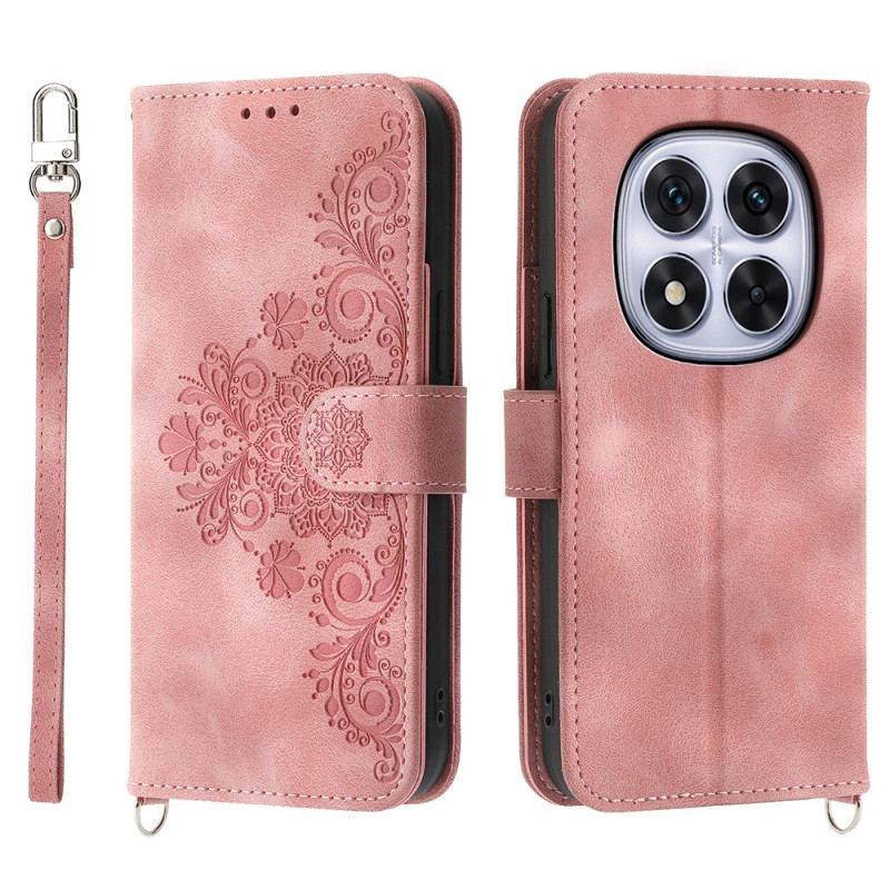 Fodral Xiaomi Redmi Note 15 Pro Plus 5g Blommönster Med Axelrem Och Rem