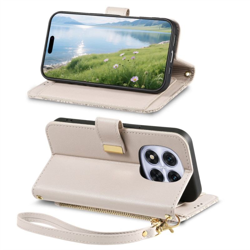 Fodral Xiaomi Redmi Note 15 Pro Plus 5g Blommönster Och Dragkedjaficka