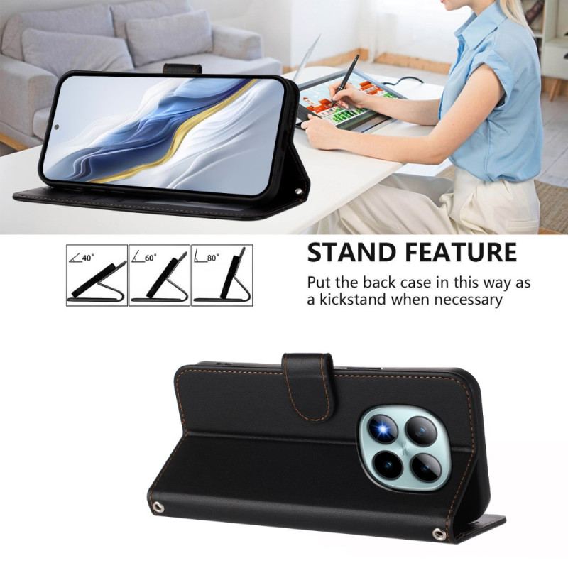 Fodral Xiaomi Redmi Note 15 Pro Plus 5g Enfärgad Lädereffekt Med Rem