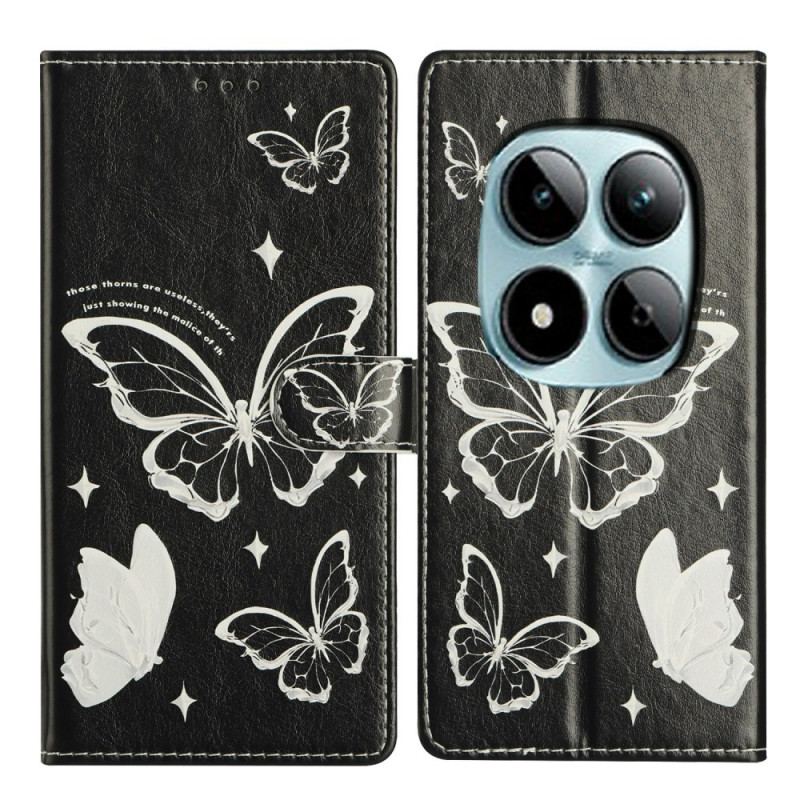 Fodral Xiaomi Redmi Note 15 Pro Plus 5g Svarta Och Vita Fjärilar
