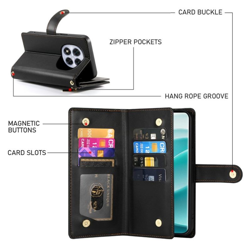 Läderfodral Xiaomi Redmi Note 15 Pro Plus 5g Telefonfodral Dragkedjaficka Och Remmar