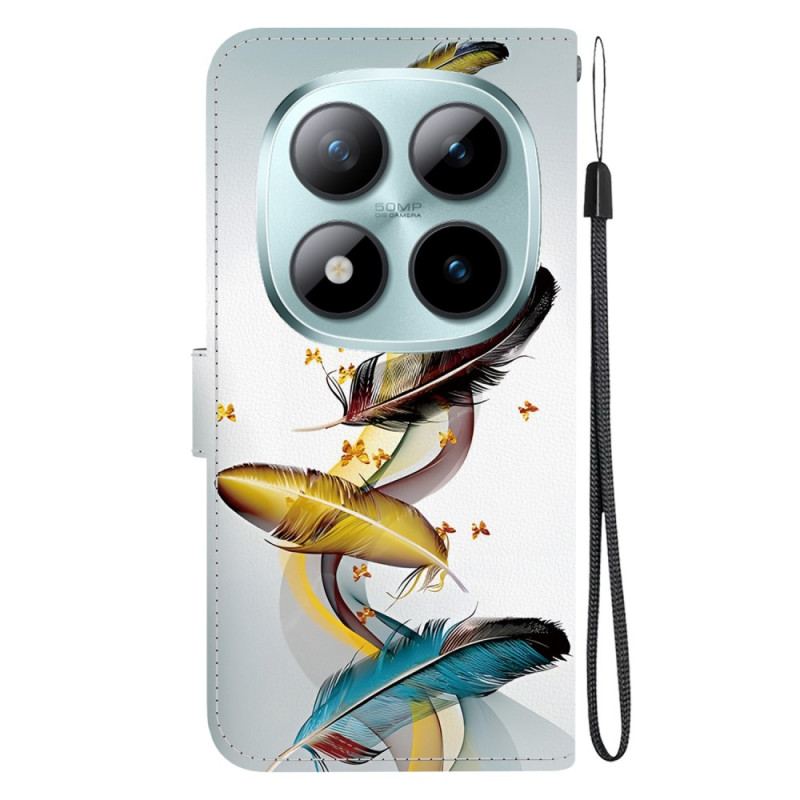 Läderfodral Xiaomi Redmi Note 15 Pro Plus 5g Telefonfodral Färgglada Fjädrar