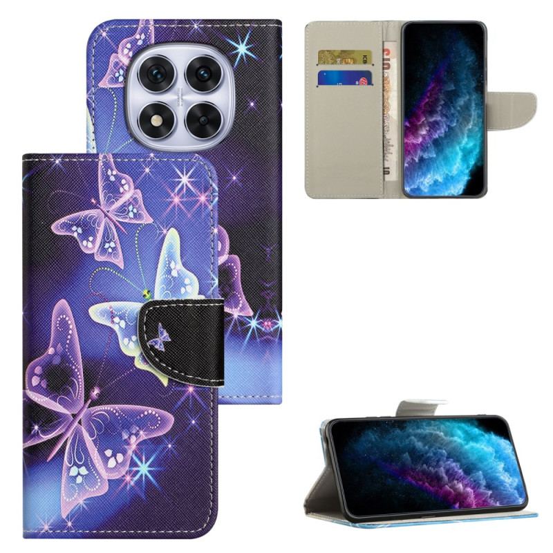 Läderfodral Xiaomi Redmi Note 15 Pro Plus 5g Telefonfodral Glittrande Fjärilar