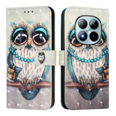 Läderfodral Xiaomi Redmi Note 15 Pro Plus 5g Telefonfodral Grå Uggla