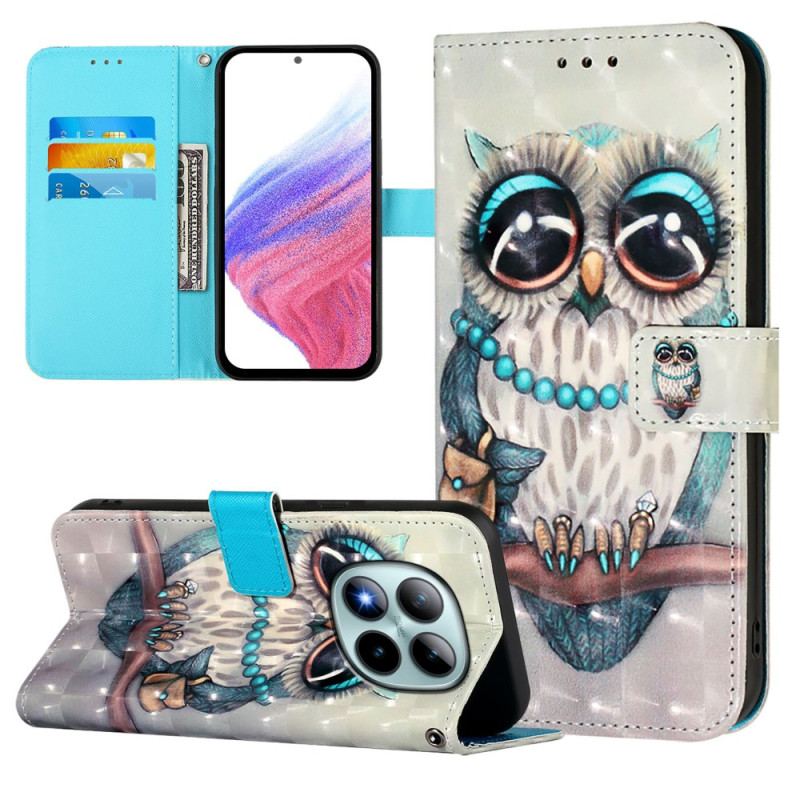 Läderfodral Xiaomi Redmi Note 15 Pro Plus 5g Telefonfodral Grå Uggla