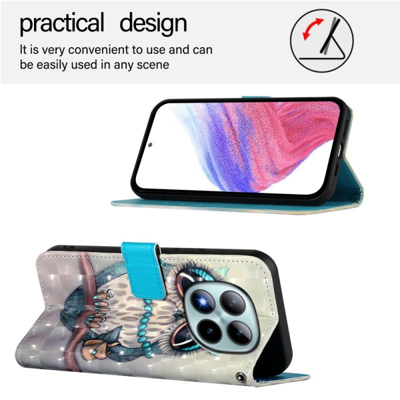 Läderfodral Xiaomi Redmi Note 15 Pro Plus 5g Telefonfodral Grå Uggla