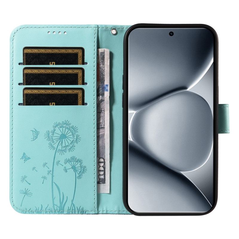 Läderskal Fodral Xiaomi Redmi Note 15 Pro Plus 5g Maskrosmönster Och Rem