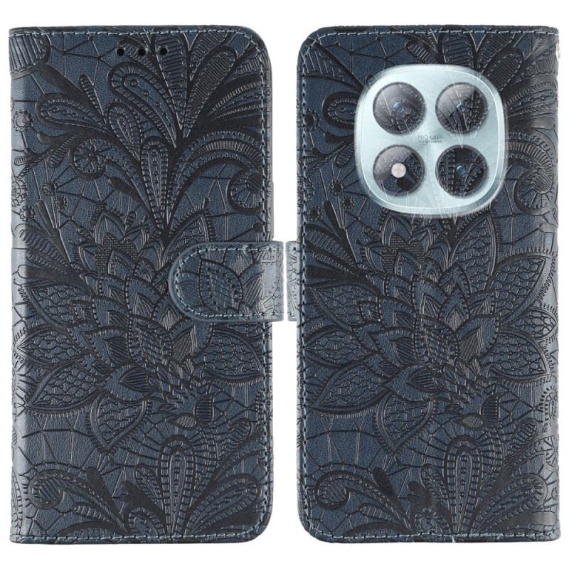 Läderskal Fodral Xiaomi Redmi Note 15 Pro Plus 5g Spetsblommönster