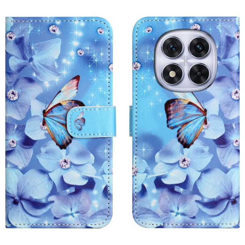 Skyddsfodral Xiaomi Redmi Note 15 Pro Plus 5g Blommor Och Blå Fjärilar