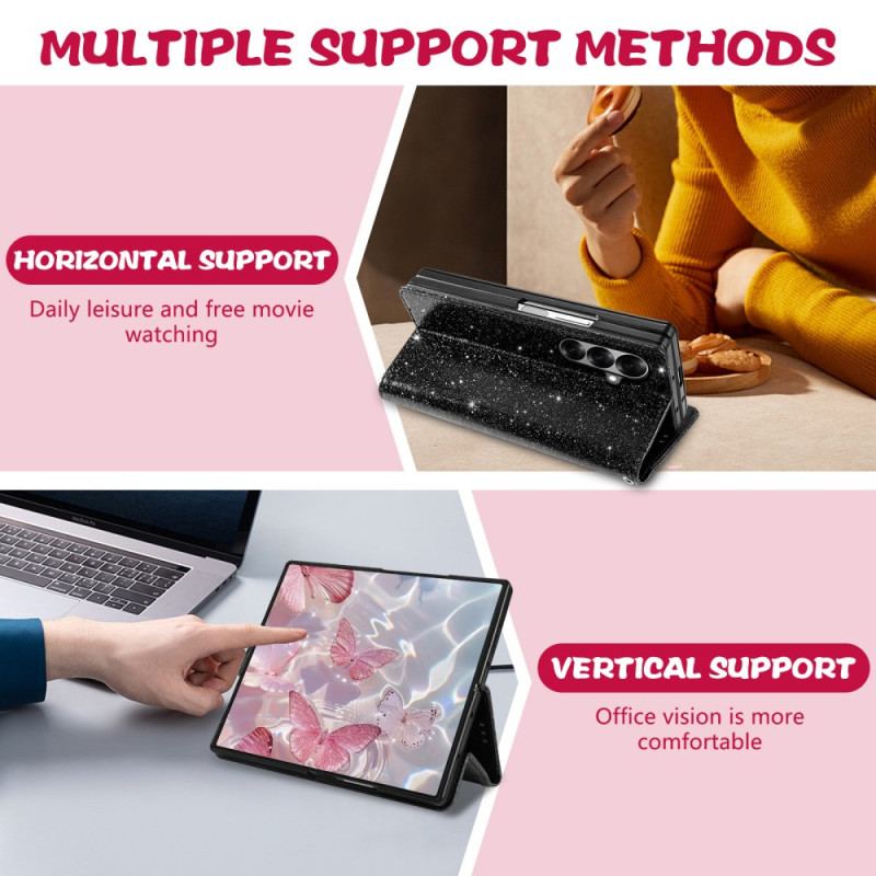 Läderfodral Samsung Galaxy Z Fold 7 Telefonfodral Glitter