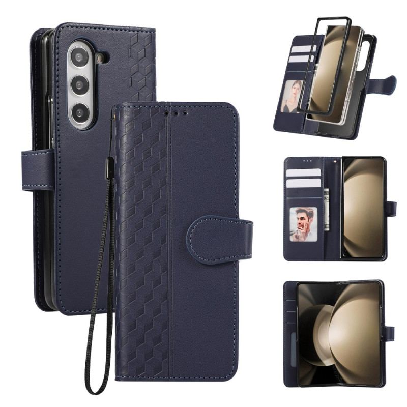 Läderfodral Samsung Galaxy Z Fold 7 Telefonfodral Präglat Mönster Med Rem