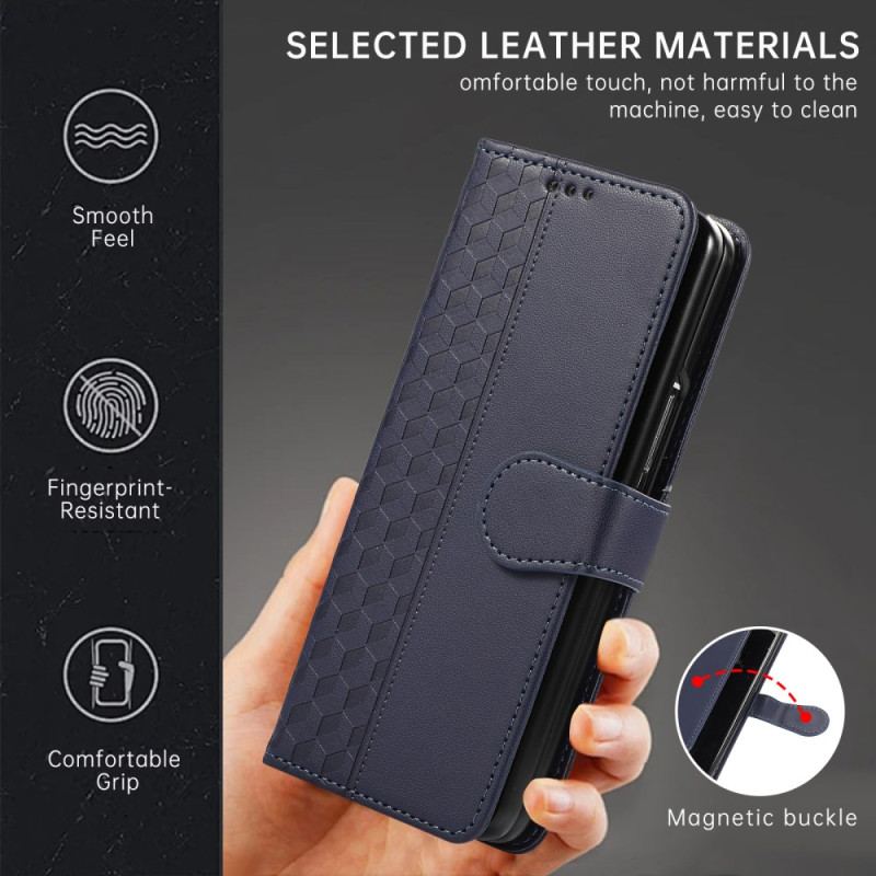Läderfodral Samsung Galaxy Z Fold 7 Telefonfodral Präglat Mönster Med Rem