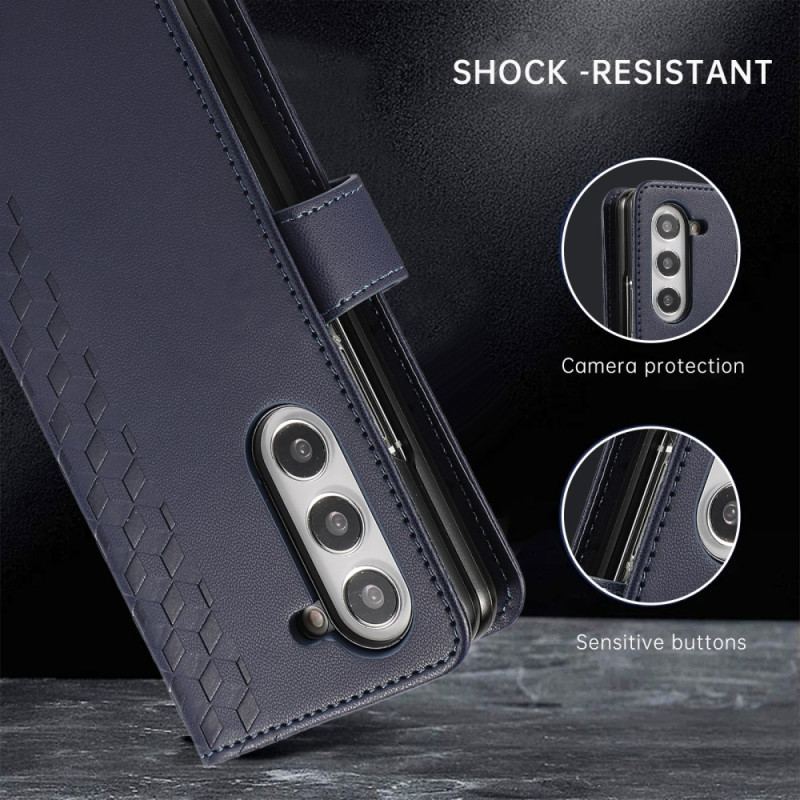 Läderfodral Samsung Galaxy Z Fold 7 Telefonfodral Präglat Mönster Med Rem