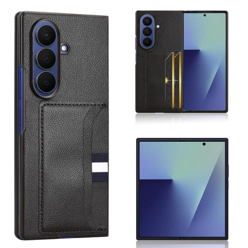 Skal Samsung Galaxy Z Fold 7 Litchitextur Med Kort Hållare