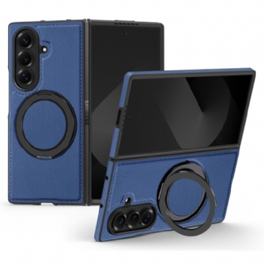 Skal Samsung Galaxy Z Fold 7 Magsafe-kompatibel Lädereffekt Med Roterande Ringhållare