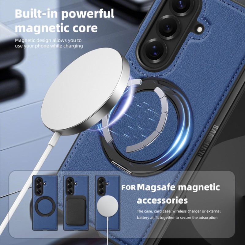 Skal Samsung Galaxy Z Fold 7 Magsafe-kompatibel Lädereffekt Med Roterande Ringhållare