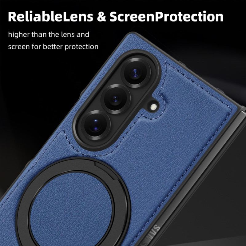 Skal Samsung Galaxy Z Fold 7 Magsafe-kompatibel Lädereffekt Med Roterande Ringhållare