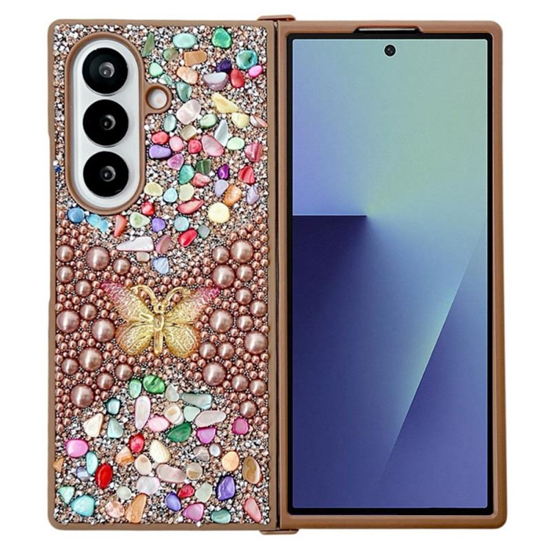 Skal Samsung Galaxy Z Fold 7 Telefonfodral Fjäril Med Strass