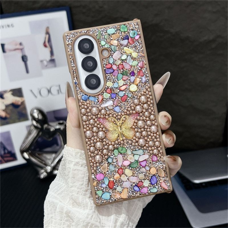 Skal Samsung Galaxy Z Fold 7 Telefonfodral Fjäril Med Strass