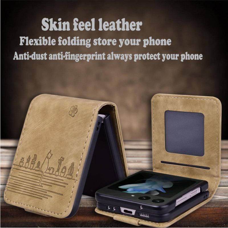 Fodral Samsung Galaxy Z Flip 7 Fe Korthållare Med Kattmotiv