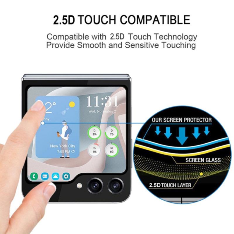 Skärmskydd I Härdat Glas För Samsung Galaxy Z Flip 7 Fe / Z Flip 6. Svarta Ramar