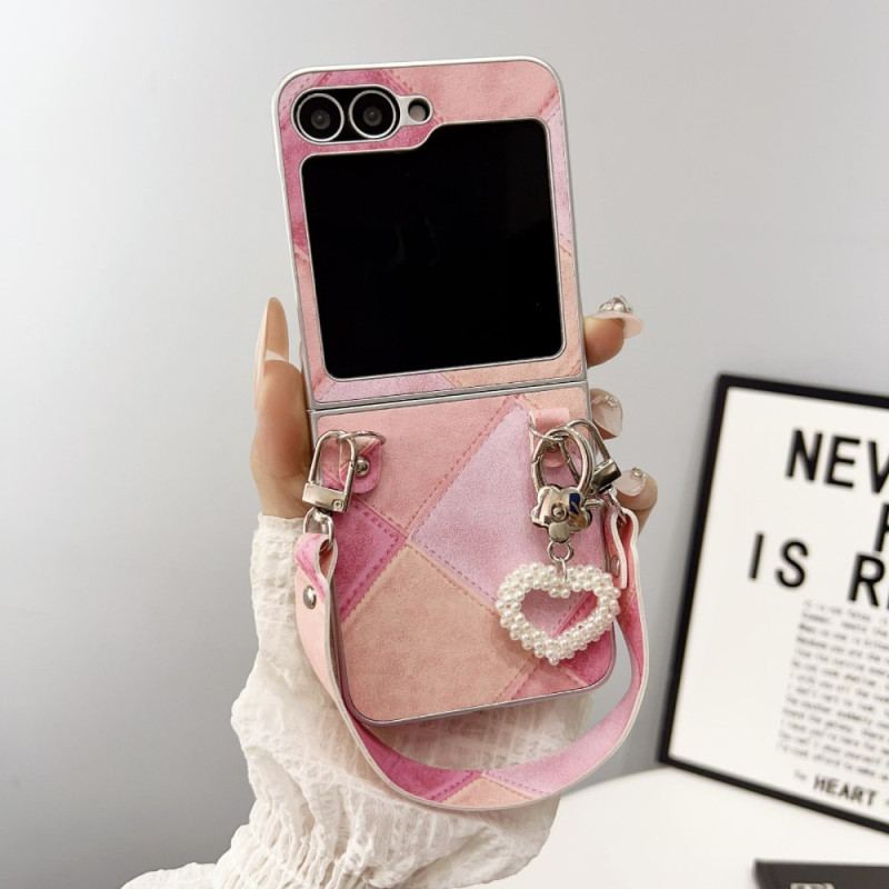 Skal För Samsung Galaxy Z Flip 7 Fe Diamantmönster Med Rem