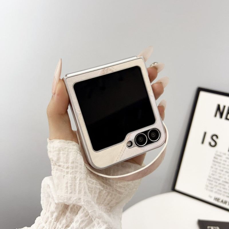 Skal För Samsung Galaxy Z Flip 7 Fe Diamantmönster Med Rem