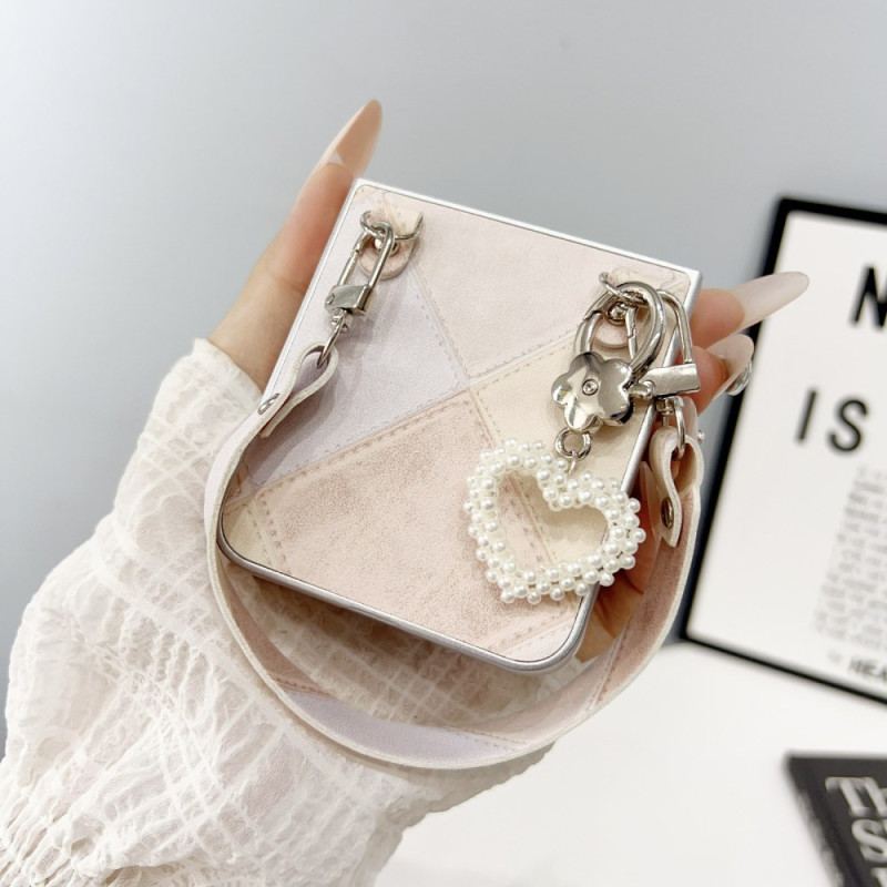 Skal För Samsung Galaxy Z Flip 7 Fe Diamantmönster Med Rem