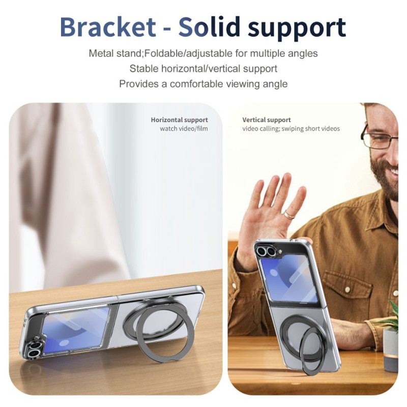 Skal För Samsung Galaxy Z Flip 7 Fe Magnetiskt Stativ Och Hd-skärmskydd
