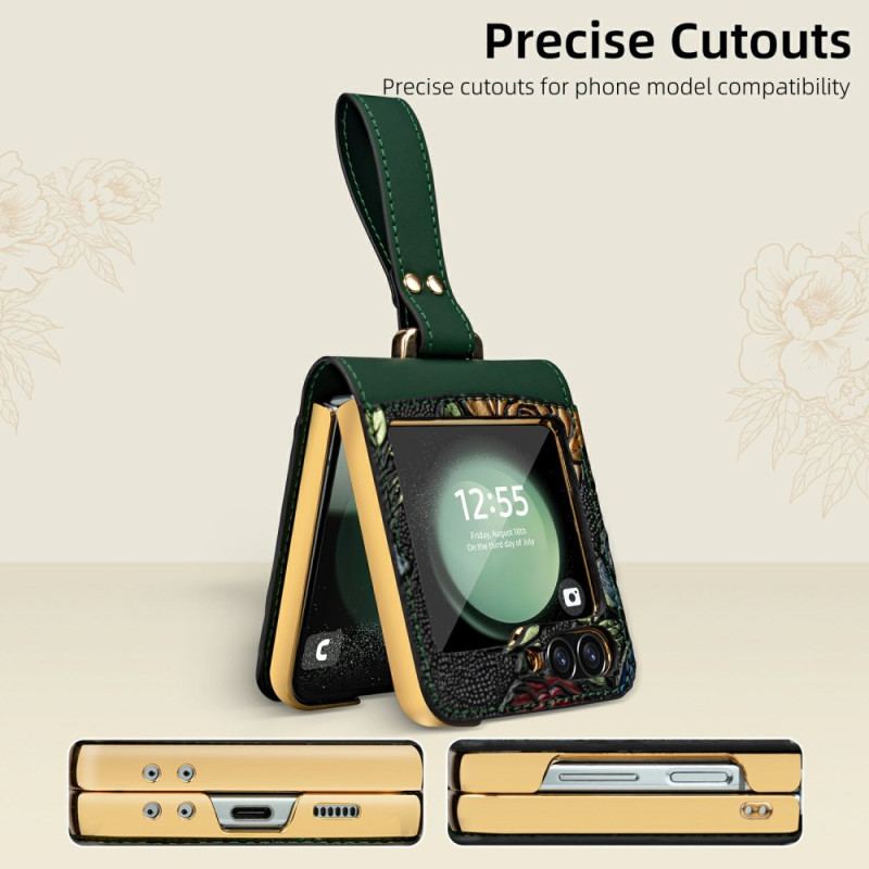 Skal Samsung Galaxy Z Flip 7 Fe Axelrem Med Blommönster